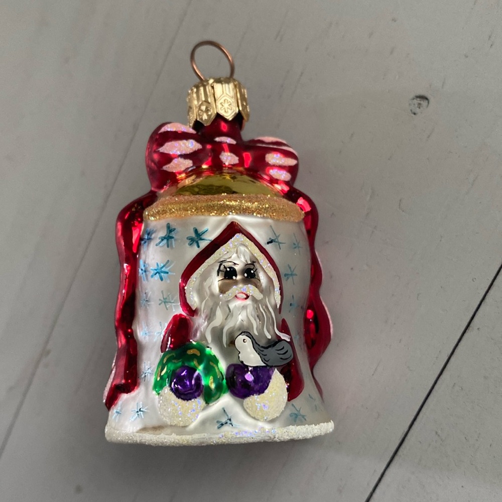 Christopher Radko mini Santa bell ornament
